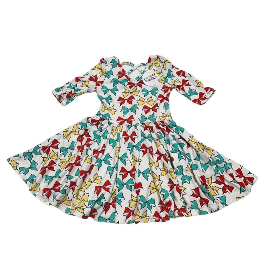 Dot Dot Smile Toddler Girl’s Size‎ 3/4 Colorful Bows Ballerina Twirl Dress